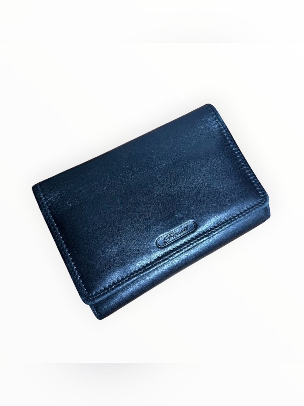 Vintage Fossil black buttery leather wallet magnetic close 90s y2k fashion